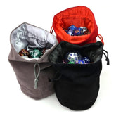 3-Pack Large Velvet Dice Bags – Red, Black & Gray – Round Bottom, Satin Lining, Double Drawstring – Holds Up to 100 Dice Each